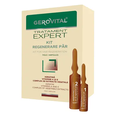 Kit Rigenerazione Capelli - Fiale, Gerovital Tratament Expert, 10 fiale x 5 ml / 10 fiale x 10 m