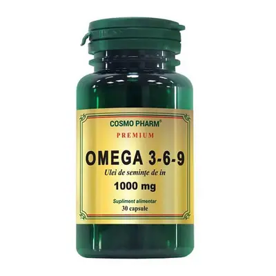 Premium Omega 3-6-9 Olio di semi di lino 1000 mg, 30 capsule, Cosmopharm