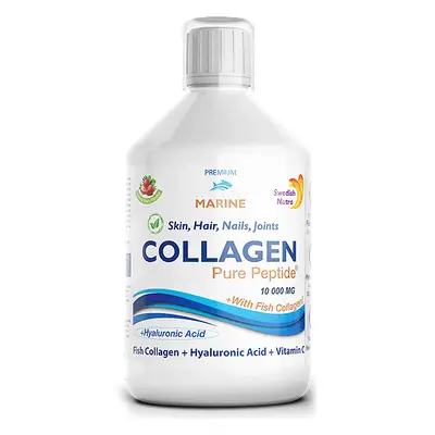 Collagene Liquido Marino Idrolizzato tipo 1 e 3 con 10.000 mg + Biotina + Acido Ialuronico, 500 