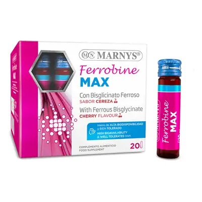 Ferrobine Max con Ferro, Zinco e Vitamine, 20 Fiale, Marnys