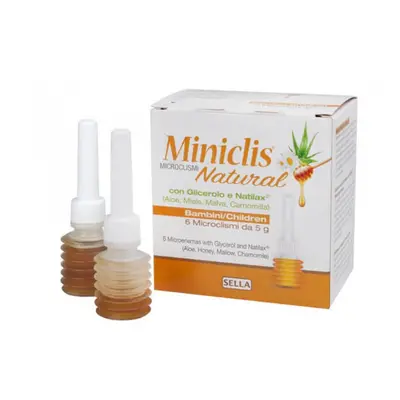 Miniclis Natural Bambini Lassativo, 6 Microclismi, Sella Farmaceutici