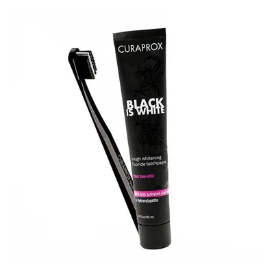 Curaprox Black Is White Dentifricio Sbiancante 90 ml + Spazzolino Nero