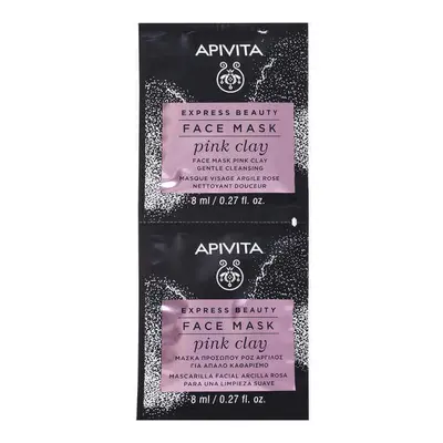 Maschera viso con argilla rosa per pelli sensibili, 2 x 8 ml, Apivita