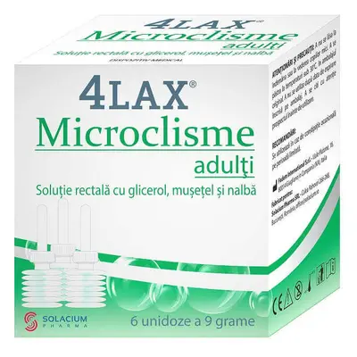 Micro clisteri per adulti 4Lax, 6 dosi singole x 9 g, Solacium Pharma