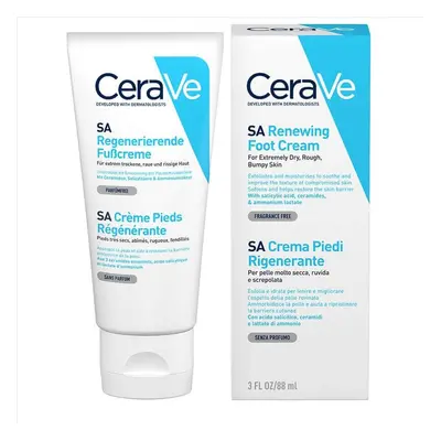 CeraVe Crema Piedi Rigenerante, Pelle molto secca, screpolata e ruvida, 88 ml