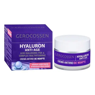 Crema notte antirughe Hyaluron con acido ialuronico puro, 50 ml, Gerocossen