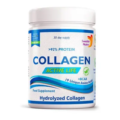 Collagene idrolizzato in polvere Active Life di Tipo 1, 2 e 3 con 10.000 mg, 300 g, Swedish Nutr