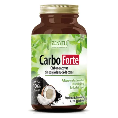 Carbone attivo da guscio di cocco Carbo Forte, 60 g, Zenyth