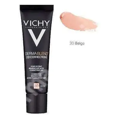 Vichy Dermablend - 3D Fondotinta Coprente per Pelle Grassa Tonalità 30, 30ml