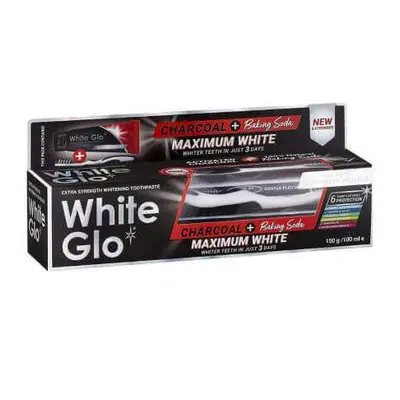 Dentifricio al carbone attivo Charcoal + bicarbonato di sodio Maximum White, 100 ml, White Glo