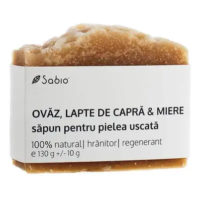 Sapone naturale per pelli secche con avena, latte di capra e miele, 130 g, Sabio