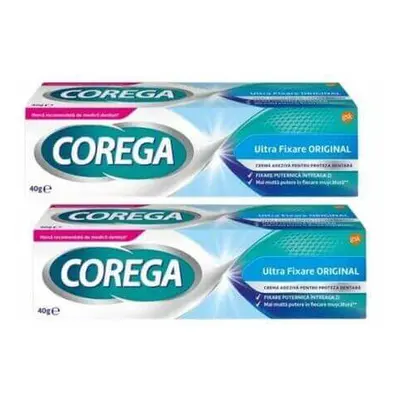 Confezione Crema adesiva per protesi dentaria Ultra Fixation Original, 2x40 gr, Corega