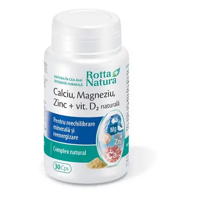 Calcio Magnesio Zinco + Vit. Natural D2, 30 capsule, Rotta Natura