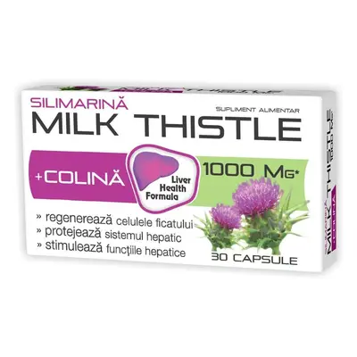 Silimarina + Colina Milk Thistle 1000 mg, 30 capsule, Zdrovit