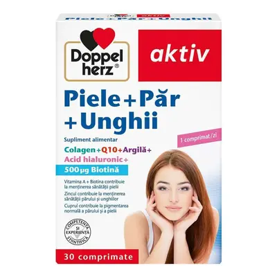 Pelle + Capelli + Unghie, Collagene + Q10 + Argilla + Acido Ialuronico + Biotina, 30 compresse, 