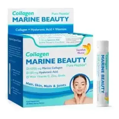 MARINE BEAUTY collagene marino idrolizzato, Tipo 1 e 3, 20 fiale, Nutra svedese