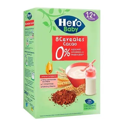 8 Cereali con Cacao, +12 mesi, 340 gr, Hero Baby