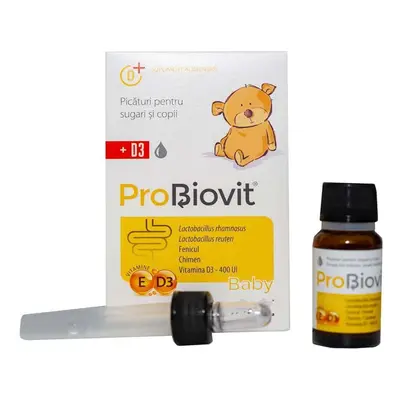 Gocce con probiotici e Vitamina D3 per bambini Probiovit Baby, 10 ml, Apipharma