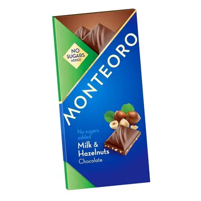 Cioccolato al latte e nocciole senza zuccheri aggiunti Monteoro, 90 g, Sly Nutritia