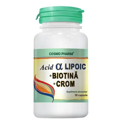 Acido alfa lipoico con biotina e cromo, 30 capsule, Cosmopharm