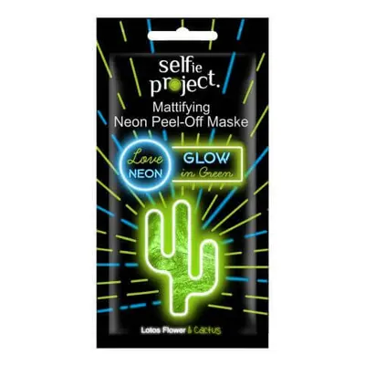 Cactus Neon Glow in Green Maschera esfoliante opacizzante, 10 ml, Selfie Project