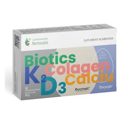 Biotics + K2 + D3 + collagene + calcio, 30 compresse, Remedia Laboratories