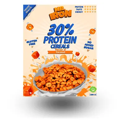 Cereali proteici al caramello salato, vegani, senza zucchero e senza glutine, 250 g, Mister Iron