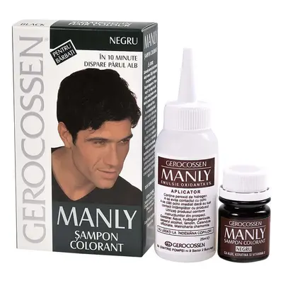 Shampoo colorante per uomo Manly nero, 25ml, Gerocossen