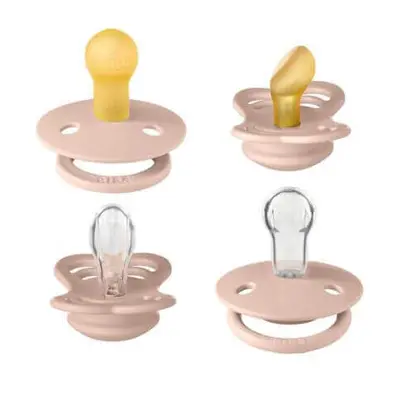 Set 2 ciucci in lattice + 2 ciucci in silicone Collezione Try-it, 0 mesi+, Blush, 4 pezzi, Bavag