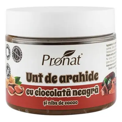 Burro di arachidi con cioccolato fondente e fave di cacao, 300g, Pronat