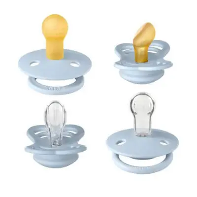 Set 2 ciucci in lattice + 2 ciucci in silicone Collezione Try-it, 0 mesi+, Baby Blue, 4 pezzi, B