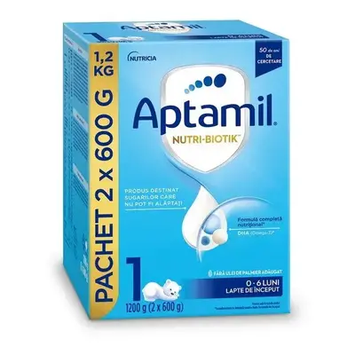 Latte in polvere per neonati Aptamil Nutri-Biotik 1, 0-6 mesi, 2 x 600 g, Nutricia