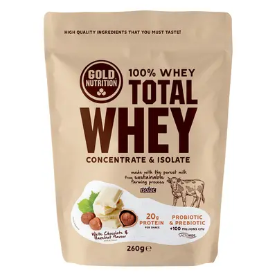 Cioccolato bianco e nocciole, Total Whey, 260 gr, Gold Nutrition