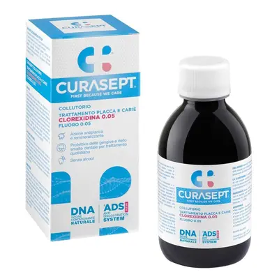 Collutorio con 0,05% di clorexidina Ads Dna, 200 ml, Curasept