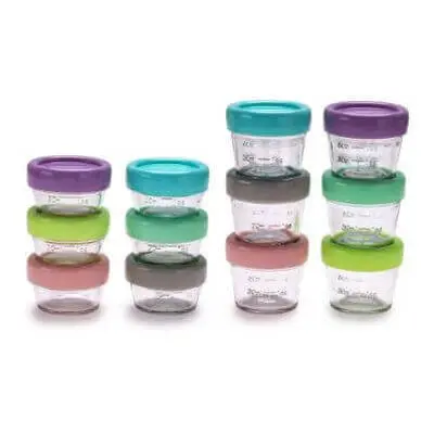 Set 12 contenitori in vetro per omogeneizzati, 6 x 59 ml + 6 x 118 ml, Melii