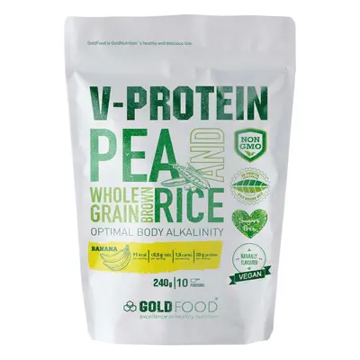 Polvere proteica vegetale V-Protein Banana, 240 g, Gold Nutrition