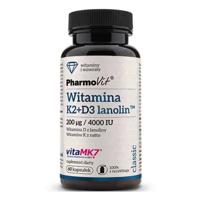 Vitamina K2Mk7 200 mcg + D3 4000 UI (60 caps) Pharmovit Classic