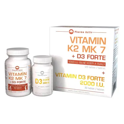 Pharma Activ Vitamina K2 MK7 + D3 Forte 125 compresse + Vitamina D3 Forte 2000 U.I