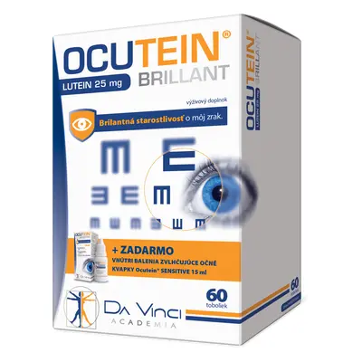 Ocutein BRILLANT Lutein 25 mg - DA VINCI 60 capsule + collirio Sensitive 15 ml in omaggio