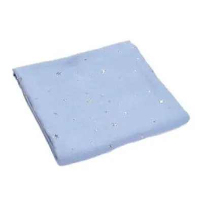 Mussola di cotone biologico, 75x75 cm, blu, stelle d'argento, Fic Baby