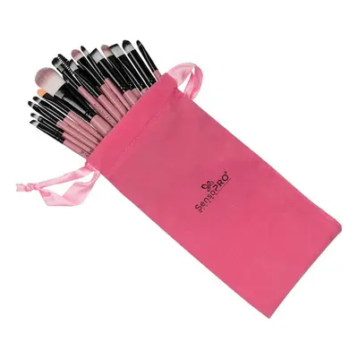 Set di 20 pennelli da trucco SensoPro, rosa, astuccio incluso