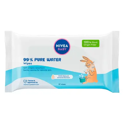 Nivea Baby 99% Acqua Pura, salviette umidificate biodegradabili, 57 pezzi