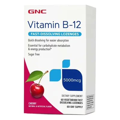 Gnc Vitamina B-12 5000 mgg a rapida dissoluzione, al gusto di ciliegia, 60 compresse