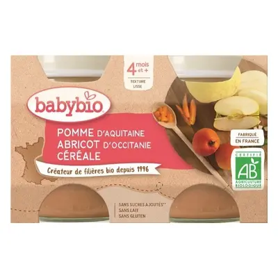 BABYBIO Mele, albicocche, cereali (2x 130 g) 2×130 g