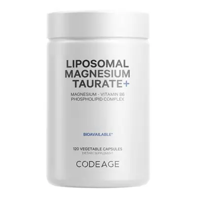 Codeage Magnesio Taurato Liposomiale+, Magnesio Taurato Liposomiale con Vitamina B6, 120 Cps