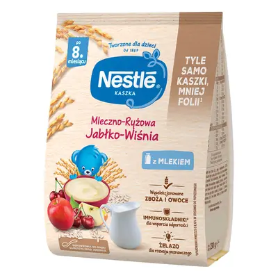 Porridge di latte e riso Nestle, mela e ciliegia, senza glutine, dopo 8 mesi, 230 g