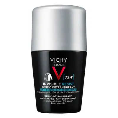 Vichy Homme Invisible Resist, antitraspirante roll-on per uomo, contro le macchie sui vestiti, 5