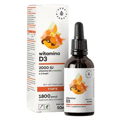 Aura Herbals, Vitamina D3 Forte 2000 UI, gocce, 50 ml