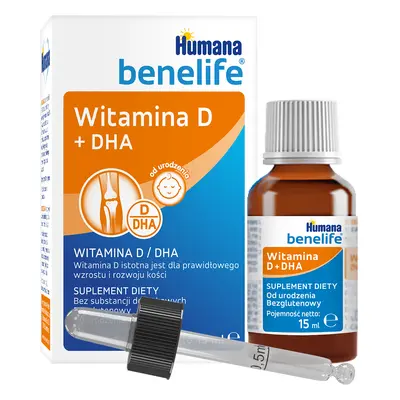 Humana Benelife Vitamina D + DHA, dalla nascita, 15 ml