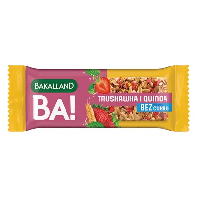 Barretta di cereali Bakalland BA!, fragola e quinoa, senza zuccheri aggiunti, 30 g